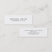 Officier van Justitie White Simple Minimalist Mini Visitekaartje (Voorkant / Achterkant)