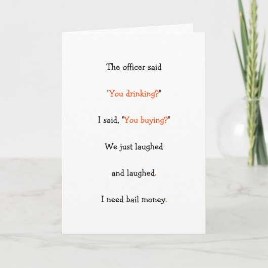 Officier zei dat je Drink Funny Joke Politie Humor Feestdagen Kaart (Voorkant)