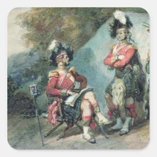 Officieren van de 79e hooglanders vierkante sticker (Voorkant)