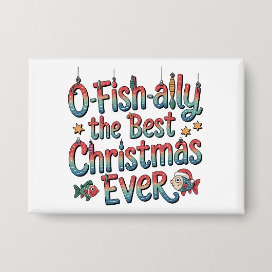 Offishally Beste Kerstmis Ooit Vissen Kerstmis Button (Voorkant)