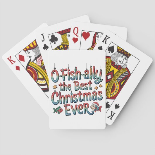 Offishally Beste Kerstmis Ooit Vissen Kerstmis Pokerkaarten (Achterkant)