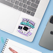 Offline En Ongestoord Retro Sticker (Laptop met iPhone)