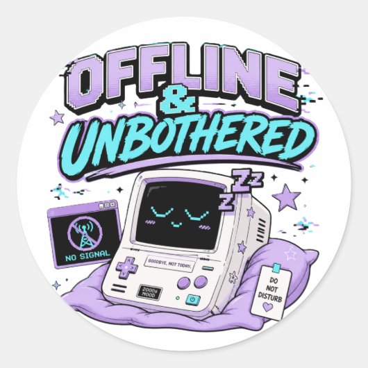 Offline En Ongestoord Retro Sticker (Voorkant)