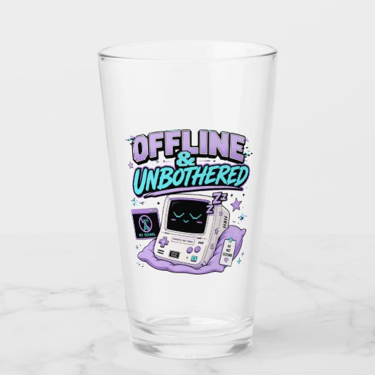 Offline En Ongestoord Retro Sticker Glas (Voorkant)