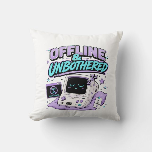 Offline En Ongestoord Retro Sticker Kussen (Voorkant)