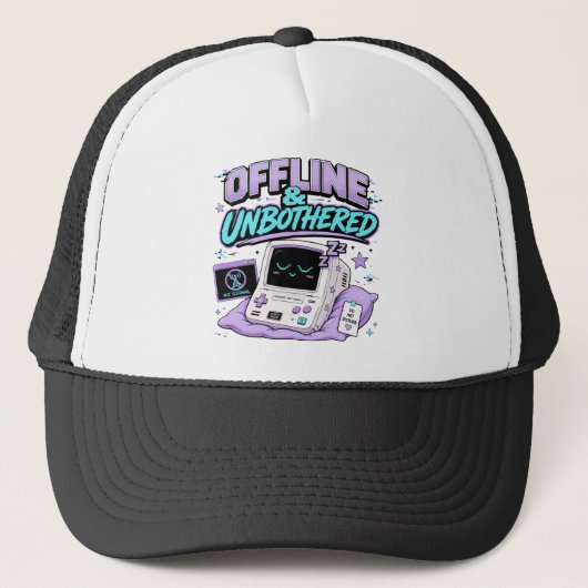 Offline En Ongestoord Retro Sticker Trucker Pet (Voorkant)