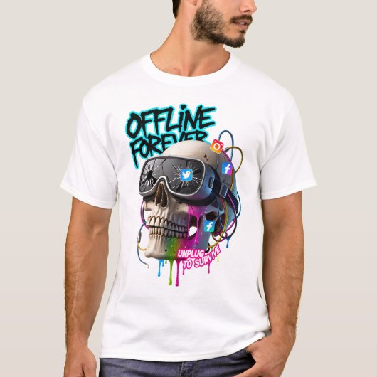 Offline Forever – Unplug to Survive T-shirt (Voorkant)