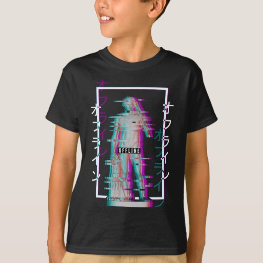 Offline Grieks beeld Glitch Japanse damp T-shirt (Voorkant)