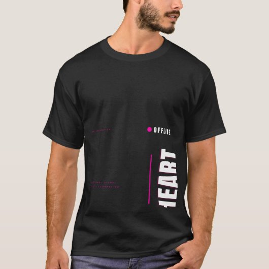 Offline Hart Tech Typografie Ontwerp T-shirt (Voorkant)