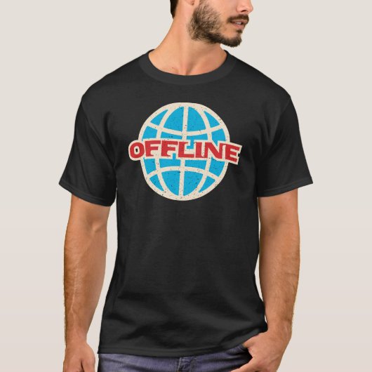 Offline Internet Wereldbol Geen verbinding Grappig T-shirt (Voorkant)