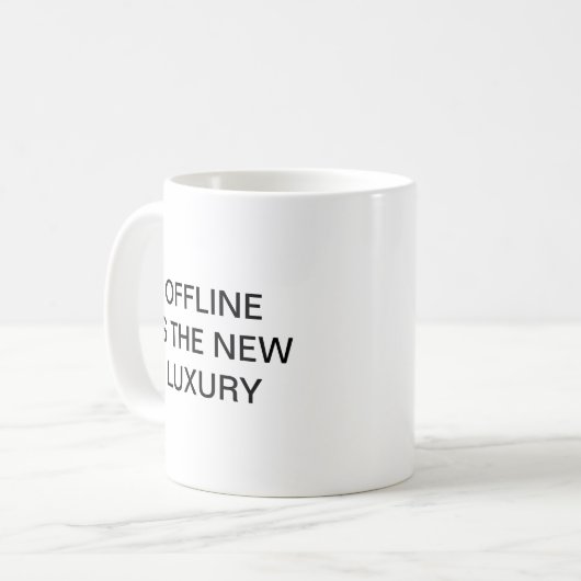 Offline is de nieuwe luxe koffiemok (Voorkant links)
