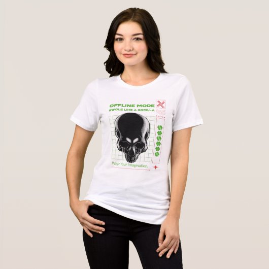 Offline Mode Barcode T-Shirt – Minimaal & Esthetis (Voorkant volledig)