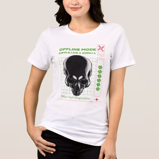 Offline Mode Barcode T-Shirt – Minimaal & Esthetis (Voorkant)