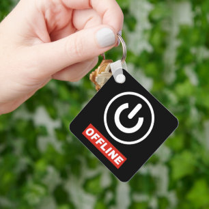 Offline power Button om te ontspannen chill of uit Sleutelhanger