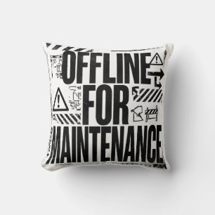 OFFLINE VOOR ONDERHOUD Brutalistische Typografie Kussen