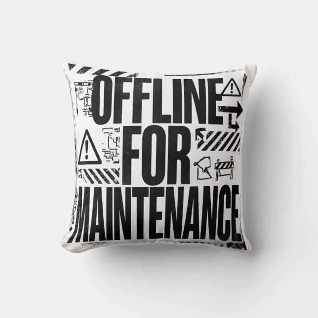 OFFLINE VOOR ONDERHOUD | Brutalistische Typografie Kussen (Voorkant)