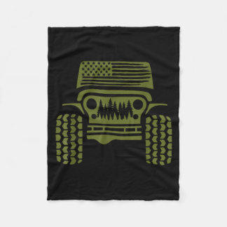 Offroad Amerikaanse Vlag Bos 4x4 Avontuur Retro Fleece Deken
