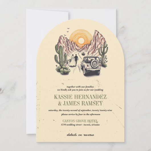 Offroad Canyon Couple Wedding Kaart (Voorkant)