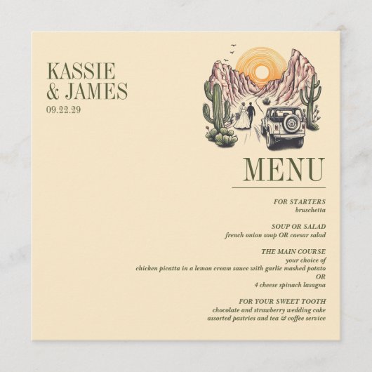 Offroad Canyon Couple Wedding Menu (Voorkant)