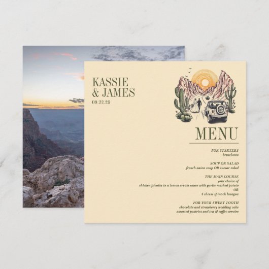 Offroad Canyon Koppel Bruiloft Menu (Voorkant / Achterkant)