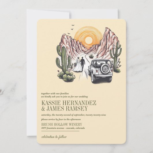 Offroad Canyon Paar Bruiloft Kaart (Voorkant)