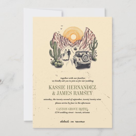 Offroad Canyon Paar Bruiloft Kaart (Voorkant)