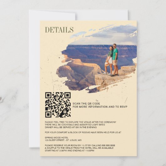Offroad Canyon Paar Bruiloft Kaart (Achterkant)