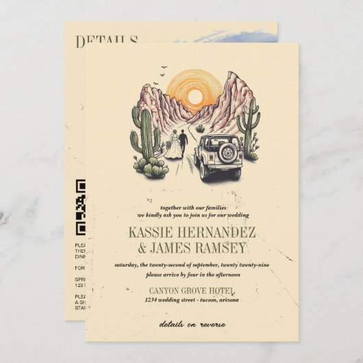 Offroad Canyon Paar Bruiloft Kaart (Voorkant / Achterkant)