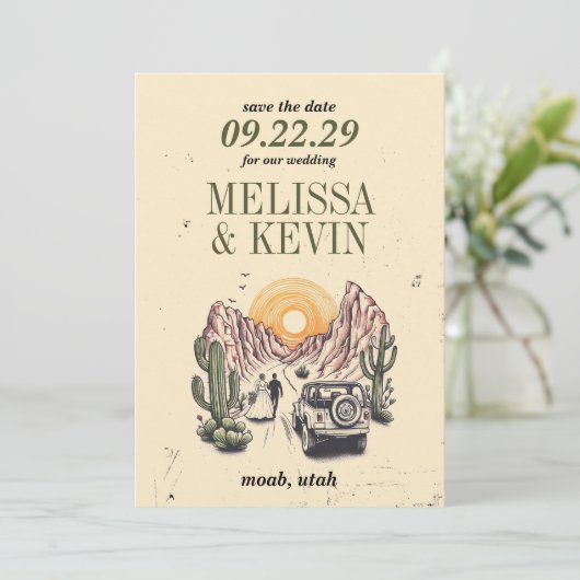 Offroad Canyon Paar Save The Date (Staand voorkant)