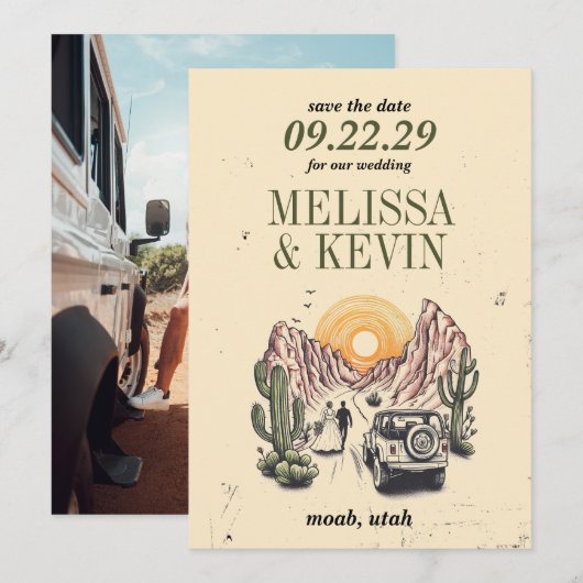 Offroad Canyon Paar Save The Date (Voorkant / Achterkant)