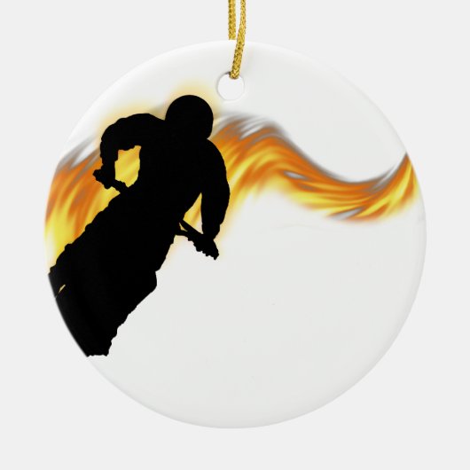 OffRoad Dirt Bike met Flames Keramisch Ornament (Voorkant)