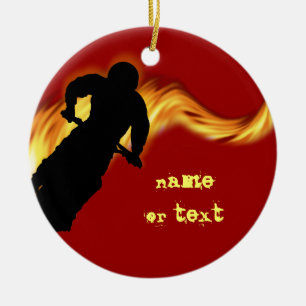 OffRoad Dirt Bike met Flames Keramisch Ornament