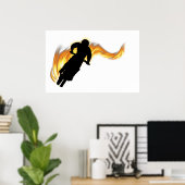 OffRoad Dirt Bike met Flames Poster (Thuiskantoor)