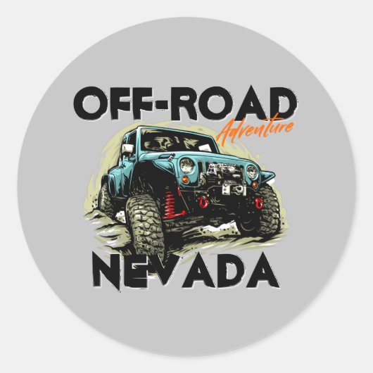 OffRoad Nevada 4X4 ATV past tekst T-Shirt aan Ronde Sticker (Voorkant)