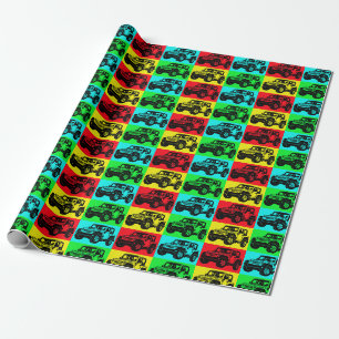 Offroad voertuig pop art inpakpapier