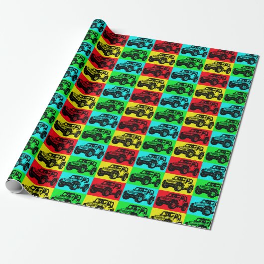 Offroad voertuig pop art inpakpapier (Uitgerold)