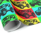 Offroad voertuig pop art inpakpapier (Rol Hoek)