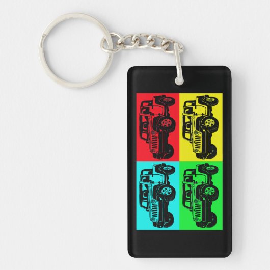 Offroad voertuig pop art sleutelhanger (Voorkant)