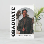 Offset Arch Black en White 4 Photo Afstuderen Aankondiging (Staand voorkant)