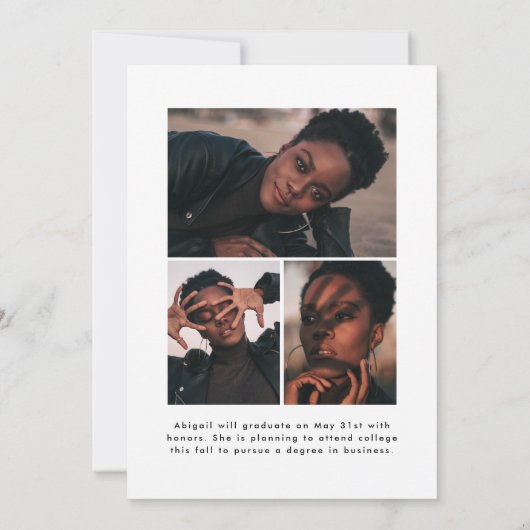 Offset Arch Black en White 4 Photo Afstuderen Aankondiging (Achterkant)