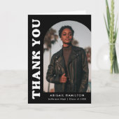 Offset Arch Black en White 4 Photo Afstuderen Bedankkaart (Voorkant)