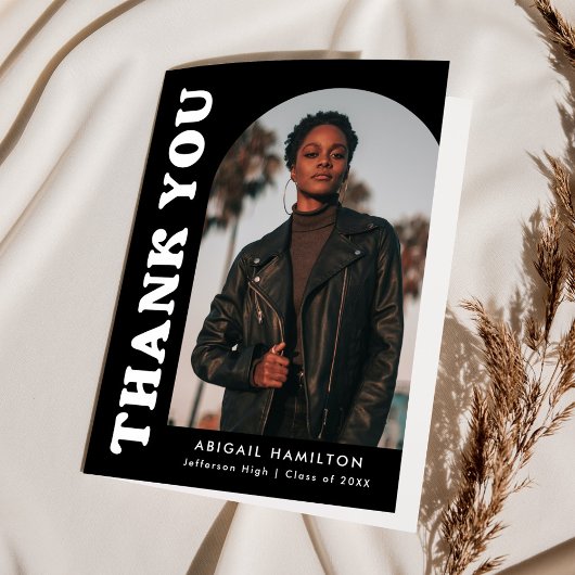 Offset Arch Black en White 4 Photo Afstuderen Bedankkaart