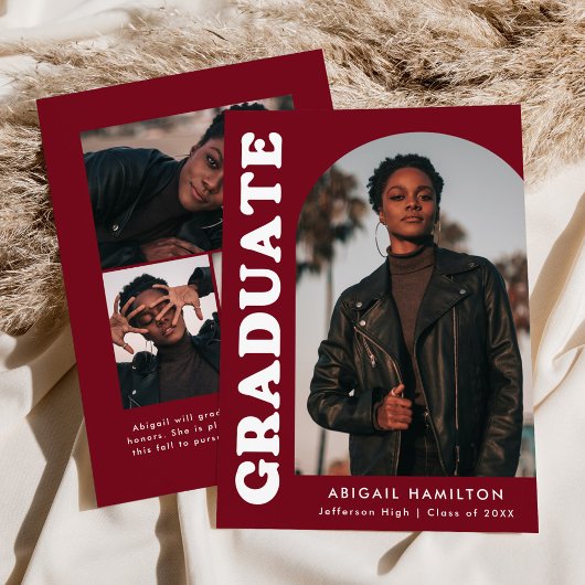 Offset Arch Burgundy 4 Foto Afstuderen Aankondiging