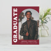 Offset Arch Burgundy 4 Foto Afstuderen Aankondiging (Staand voorkant)