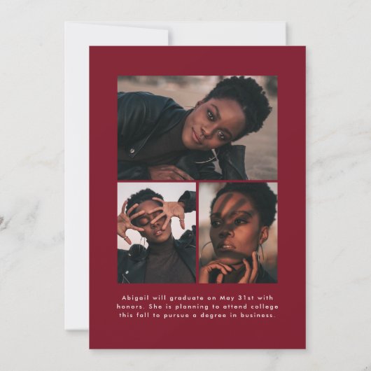 Offset Arch Burgundy 4 Foto Afstuderen Aankondiging (Achterkant)