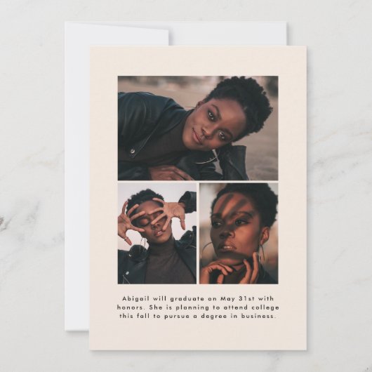 Offset Arch Cream 4 Photo Afstuderen Aankondiging (Achterkant)