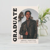 Offset Arch Cream Photo Graduparty Kaart (Staand voorkant)