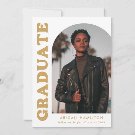 Offset Arch Gold 4 Photo Afstuderen Aankondiging (Voorkant)