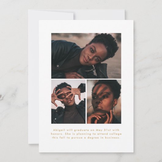 Offset Arch Gold 4 Photo Afstuderen Aankondiging (Achterkant)