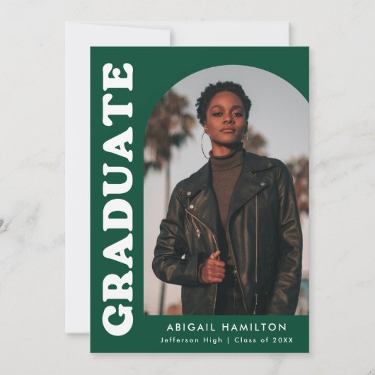 Offset Arch Green 4 Photo Afstuderen Aankondiging (Voorkant)